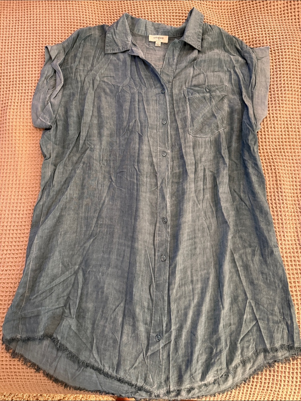 Umgee Green Button-Front Shirt Dress